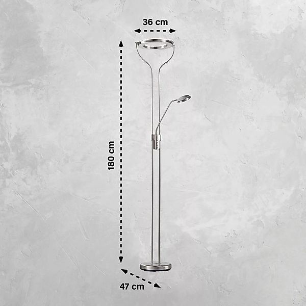 LED-Stehlampe Davos, nickelfarben, Höhe 180 cm, 2-flg., CCT günstig online kaufen