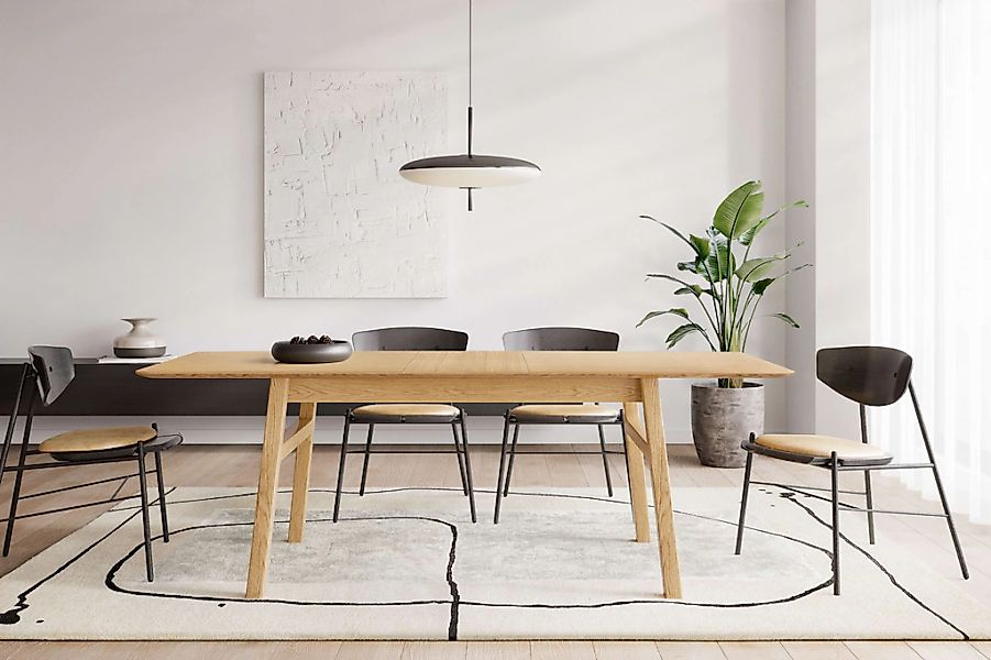 Woodman Esstisch "Curved" Scandi Design, Breite 180 cm, ausziehbar auf 220 günstig online kaufen
