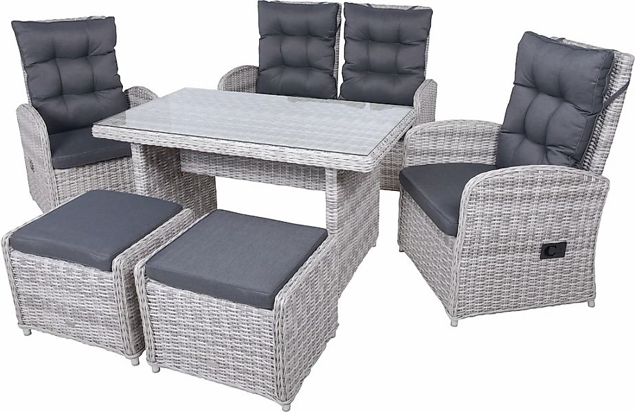 Garden Pleasure Garten-Essgruppe ", Tischgruppe "LYON" grau", (Set), 2 Sess günstig online kaufen