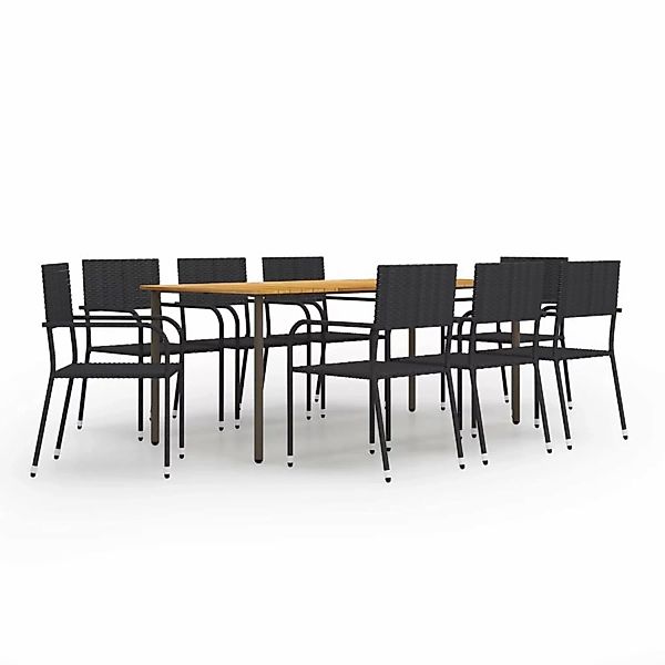 vidaXL 9-tlg Garten-Essgruppe Poly Rattan Schwarz Modell 16 günstig online kaufen