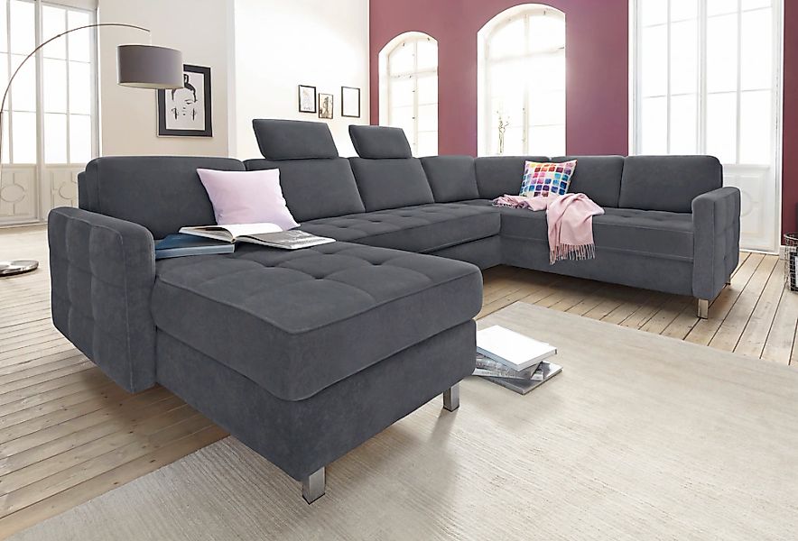 sit&more Wohnlandschaft "Pablo U-Form" wahlweise mit Bettfunktion und Bettk günstig online kaufen