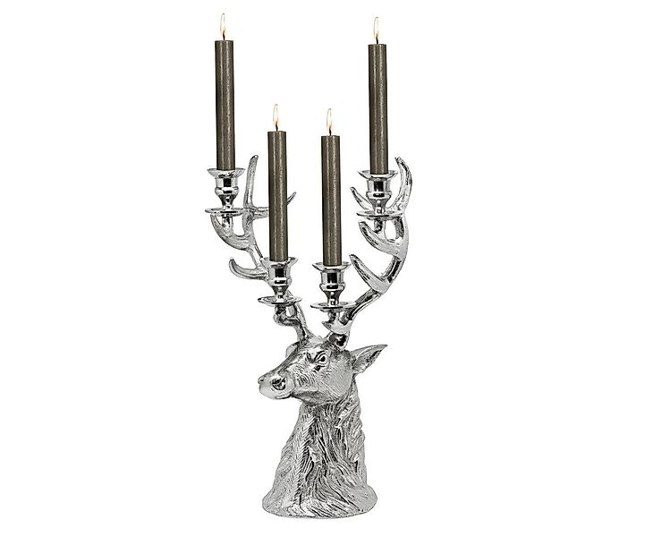 EDZARD Kerzenhalter Rentier, Silber-Optik, vernickelt, Hirsch-Motiv, günstig online kaufen