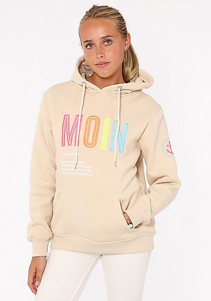 Zwillingsherz Sweatshirt mit aufgesticktem „Moin“-Schriftzug in Neonfarben günstig online kaufen