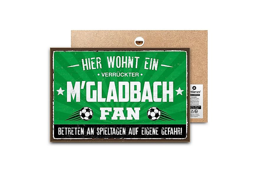 ARTFAVES Holzbild Schild mit Spruch - Hier wohnt ein verrückter GLADBACH Fa günstig online kaufen