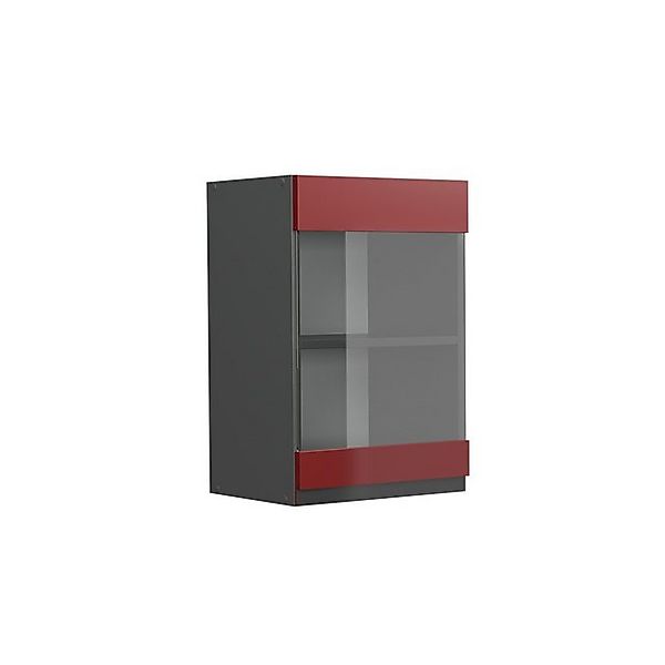 Vicco Küchenglasschrank R-Line Glashängeschrank Rot/Anthrazit 40 cm J-Shape günstig online kaufen