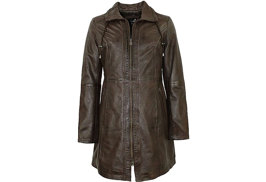 Jilani Lederjacke Jilani - Damen Ledermantel Longjacke Lammnappa dunkelbrau günstig online kaufen