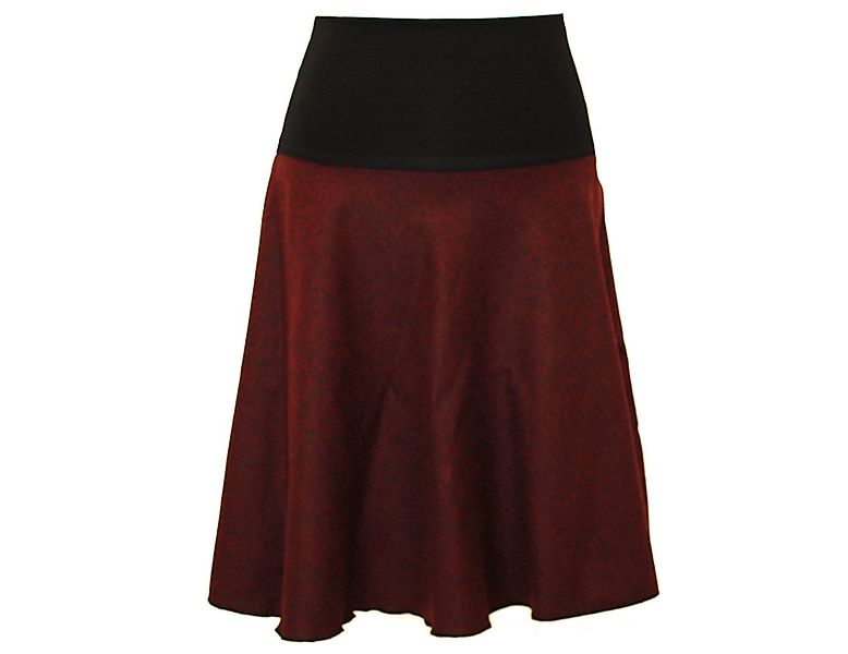 dunkle design A-Linien-Rock Wolltuch Weinrot Schwarz Lila Salz-Pfeffer 57cm günstig online kaufen