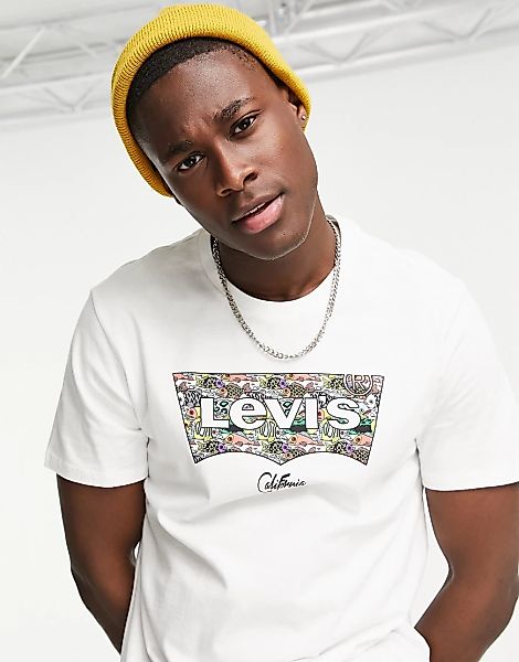 Levi's – Housemark – Weißes T-Shirt mit Grafik günstig online kaufen