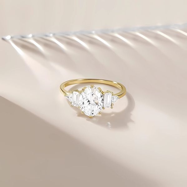 Jumpeak Diamantring Zeitloser,Verlobungsring mit ovalem Diamant,Brautset,Ri günstig online kaufen