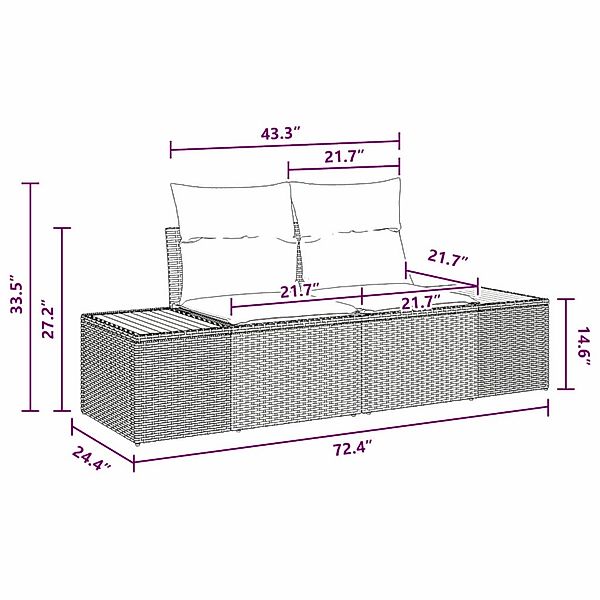 vidaXL Garten-Sofa-Set mit Kissen 7-Tlg Schwarz Poly Rattan 3348104 günstig online kaufen