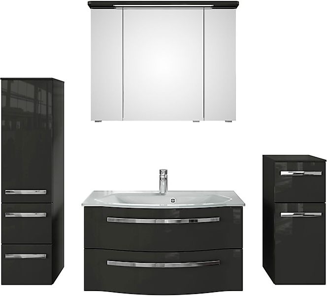 Saphir Badmöbel-Set »Serie 4005, vormontiert, Glaswaschbecken, Spiegelschra günstig online kaufen