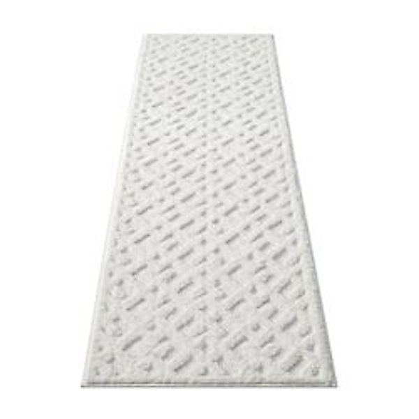 payé Teppich Nara-737 Hochflor 80x300 cm Pastell-Creme Rautenmuster günstig online kaufen
