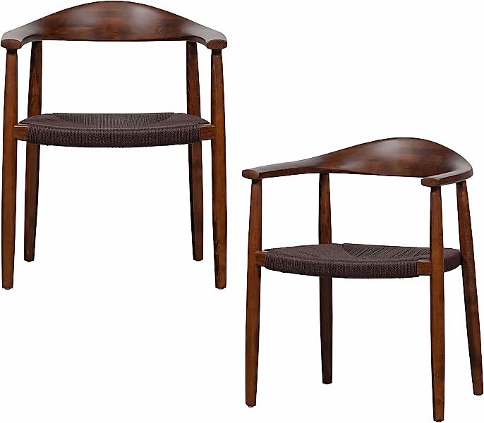 WOOOD Esszimmerstuhl "EMBRACE ESSZIMMERSTUHL GEFLECHTSITZ DUNKELBRAUN - 2ER günstig online kaufen