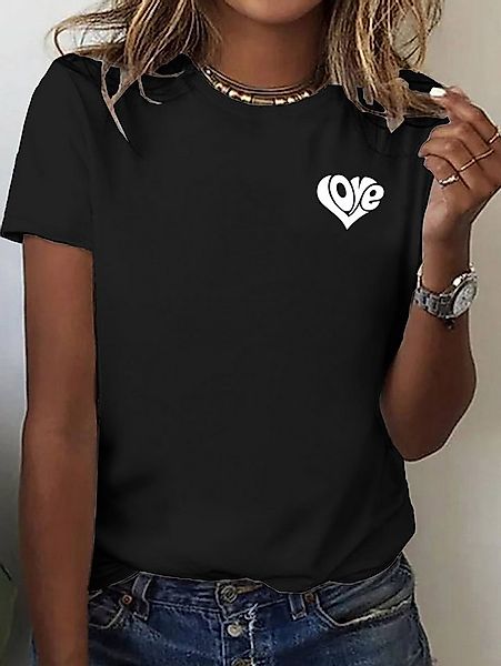 RMK T-Shirt Damen Shirt Top Sommer Basic Rundhals Love Herz günstig online kaufen