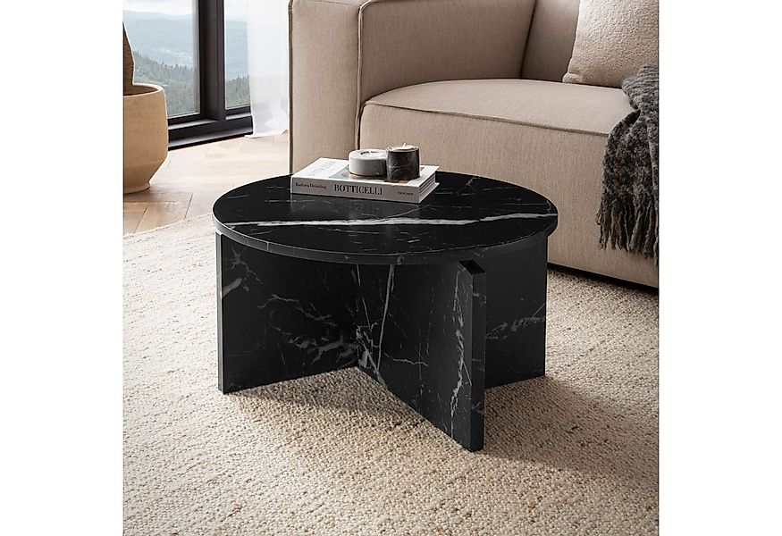 FINEBUY Couchtisch FB59741 60 cm Wohnzimmertisch Sofatisch Rund Klein Kaffe günstig online kaufen