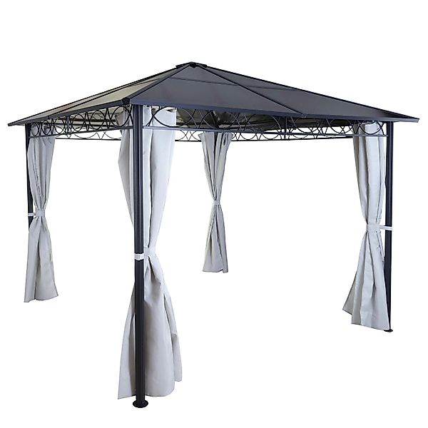 MCW Hardtop Pergola C77 Garten Pavillon Kunststoff-Dach Seitenwand Alu Hell günstig online kaufen