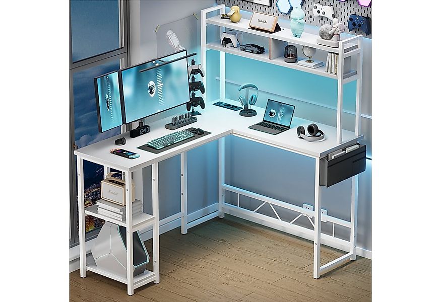 HOMALL Gamingtisch Schreibtisch mit LED und USB L-förmiger Ecktisch 140/160 günstig online kaufen