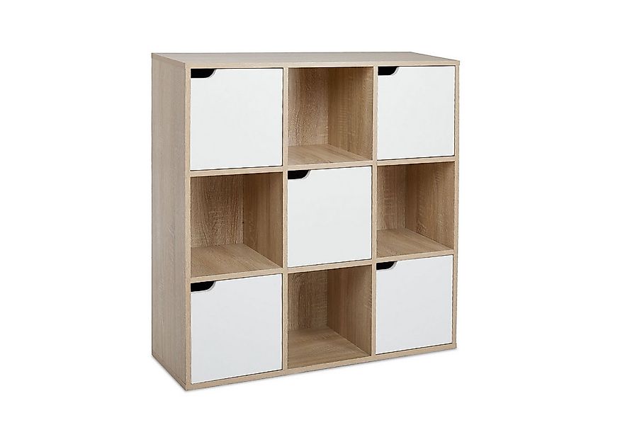 Mondeer Bücherregal Bücherschrank, Aufbewahrungsregal, 9 Fächer mit 5 Türen günstig online kaufen