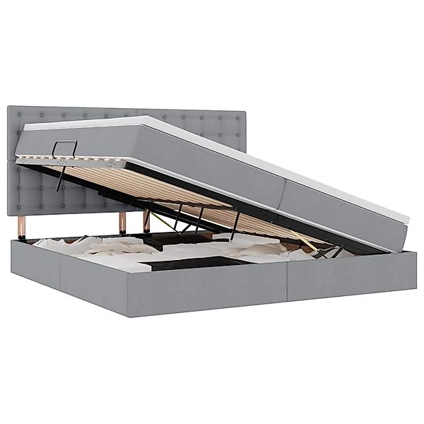 vidaXL Stauraumbett mit Matratze Hellgrau 200 x 200 cm Kunstleder 3371928 günstig online kaufen