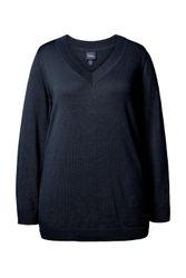Ulla Popken Strickpullover Pullover V-Ausschnitt Langarm günstig online kaufen