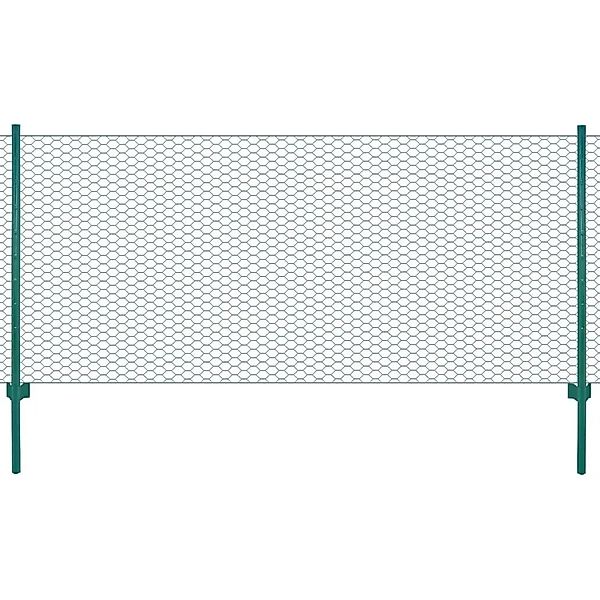 vidaXL Maschendrahtzaun mit Pfosten Stahl 25 x 0,5 m Grün 144603 günstig online kaufen