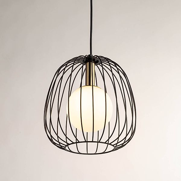 Hängeleuchte Bell S, Ø 24 cm, 1-flammig, schwarz/gold/weiß günstig online kaufen
