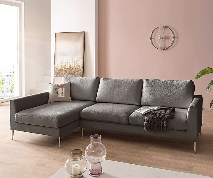 Ecksofa Marla 285x140 cm Chenille Taupe Recamiere links günstig online kaufen