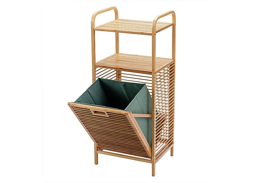 COSTWAY Wäschekorb Badregal, 2 offenen Regalfächern und Griff, aus Bambus günstig online kaufen