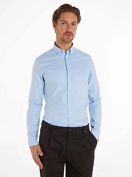 Calvin Klein Langarmhemd OXFORD SOLID SLIM SHIRT mit Logoprägung günstig online kaufen