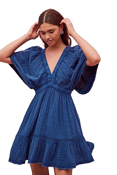 Next Minikleid Strukturiertes Minikleid mit V-Ausschnitt günstig online kaufen