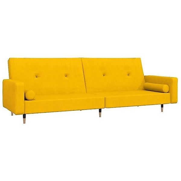 vidaXL Sofa Schlafsofa 2-Sitzer mit 2 Kissen Gelb Samt günstig online kaufen