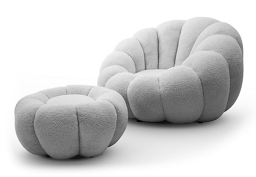 Lookway Drehsessel FLUFFY mit Fußhocker Bequemer Relaxsessel für Wohnzimmer günstig online kaufen