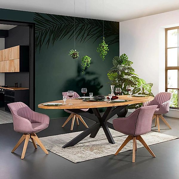 Esszimmer Tischgruppe inkl. 4 Stühle in rosa TARRAS-123 Esstisch mit Massiv günstig online kaufen