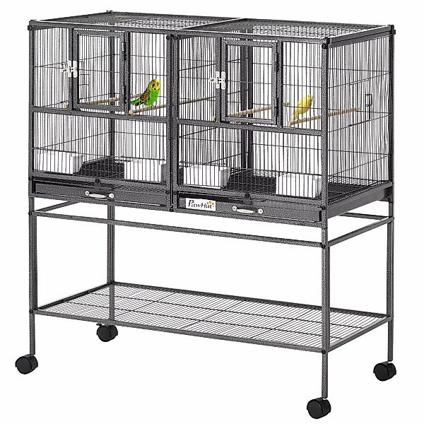 PawHut Vogelkäfig mit Futterschale und Sitzstange 95L x 45,5B x 102H cm Sch günstig online kaufen