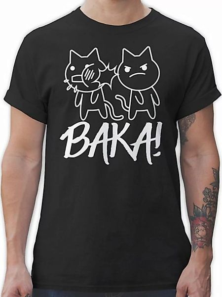 Shirtracer T-Shirt Baka! mit Katzen - weiß Anime Geschenke günstig online kaufen