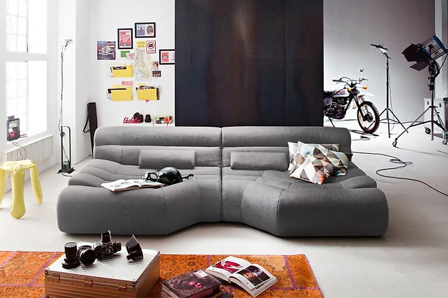 KAWOLA Big Sofa TARA Wohnlandschaft Stoff hellgrau 292x75x148cm (B/H/T) günstig online kaufen
