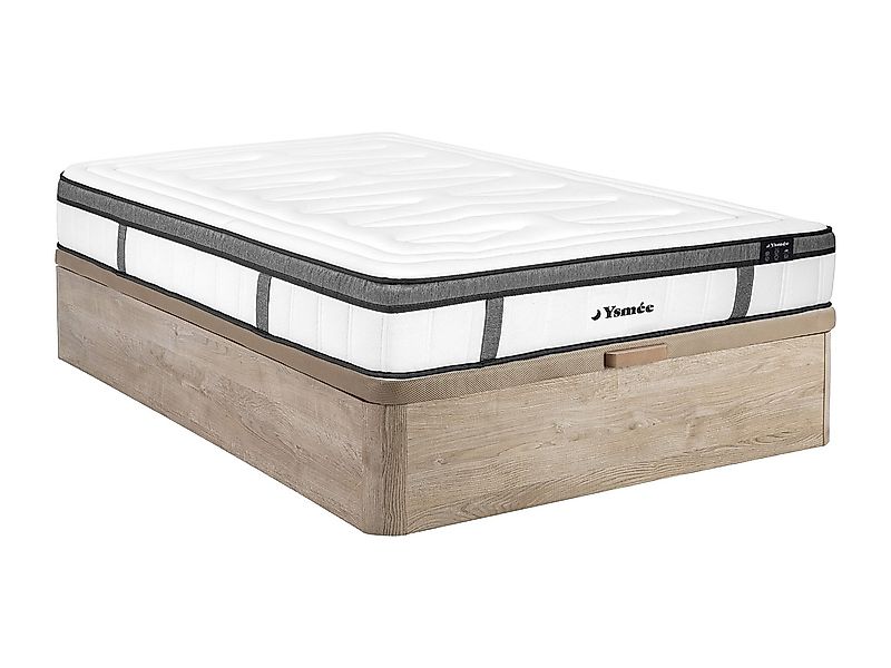 Set aus Bettgestell mit Bettkasten + Matratze - 160 x 200 cm - Hybridmatrat günstig online kaufen