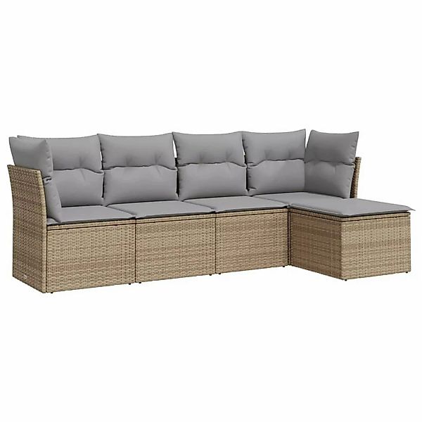 vidaXL 5-tlg Garten-Sofagarnitur mit Kissen Beige Poly Rattan Modell 22 günstig online kaufen