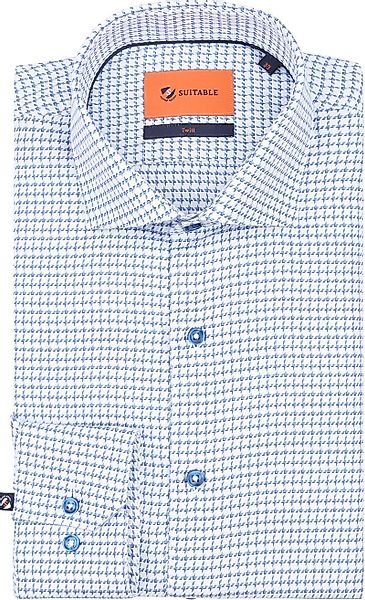 Suitable Hemd Check Print Blau - Größe 38 günstig online kaufen