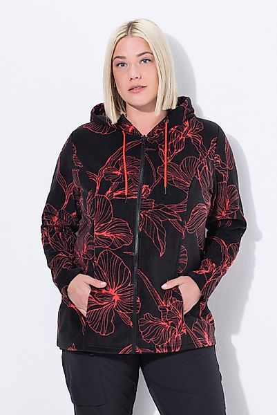 Ulla Popken Sweatjacke Fleecejacke Blütenmuster Kapuze günstig online kaufen