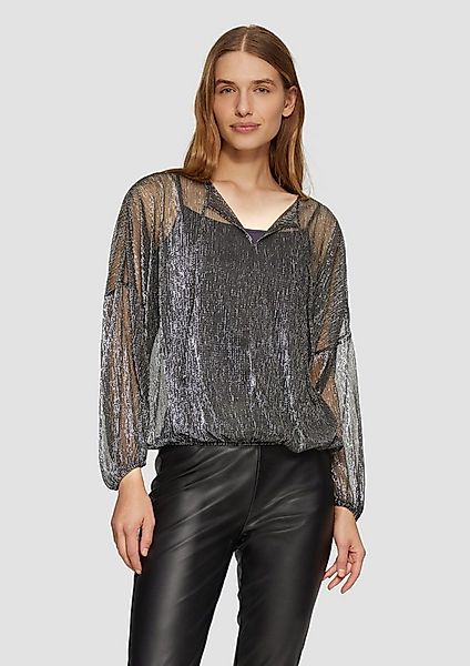 s.Oliver Langarmbluse Bluse Transparente Meshbluse mit Glitzergarn und über günstig online kaufen