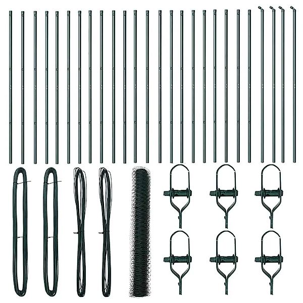 vidaXL Zaun mit Pfosten Grün 1 x 50 m PVC-beschichteter Stahl 3352710 günstig online kaufen