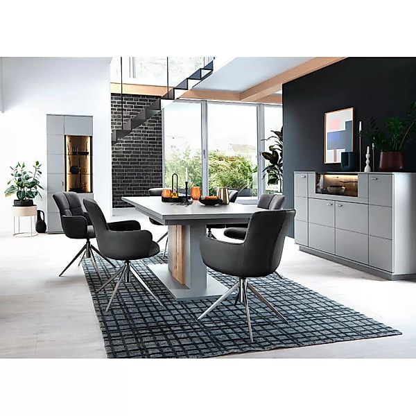 Esszimmermöbel Set SAVANNAH-05 in grau inkl. Vitrine und Highboard mit sich günstig online kaufen