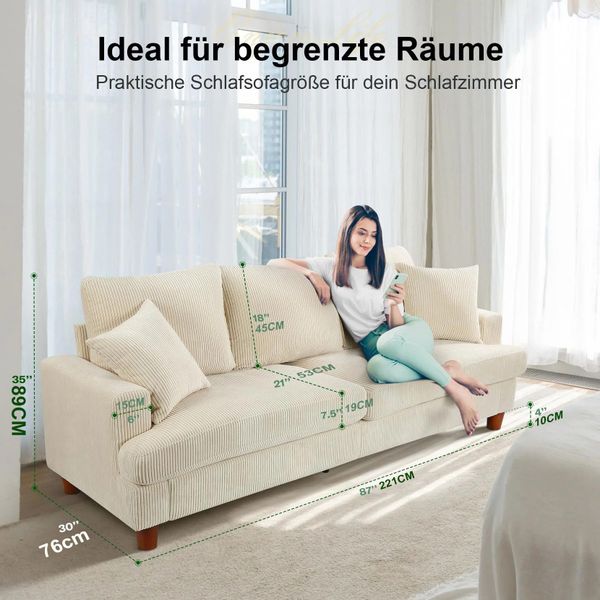 ToteBox 3-Sitzer Bequeme Cord Loveseat Sofa günstig online kaufen