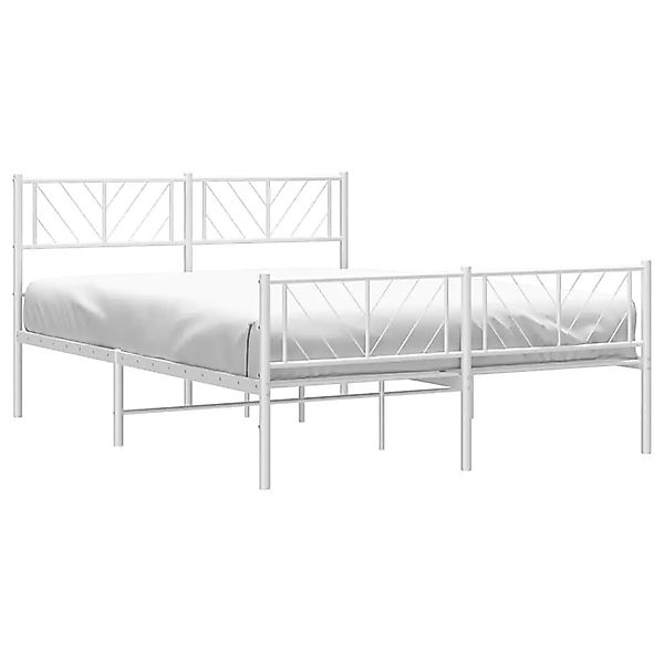 vidaXL Bettgestell mit Kopf- und Fußteil Metall Weiß 135x190 cm 372245 günstig online kaufen