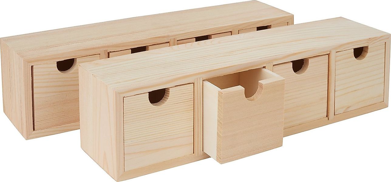 VBS Aufbewahrungsbox Schubladenbox (10 St), mit 4 Schüben 31 cm x 8 cm Kief günstig online kaufen