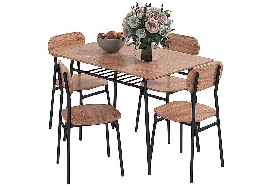 HOMCOM Essgruppe Esstisch mit 4 Stühlen, Küchentisch mit Ablagefläche, (Ess günstig online kaufen