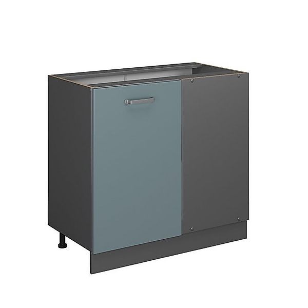 Vicco Eckunterschrank R-Line, Blau-Grau/Anthrazit, 86 cm ohne Arbeitsplatte günstig online kaufen