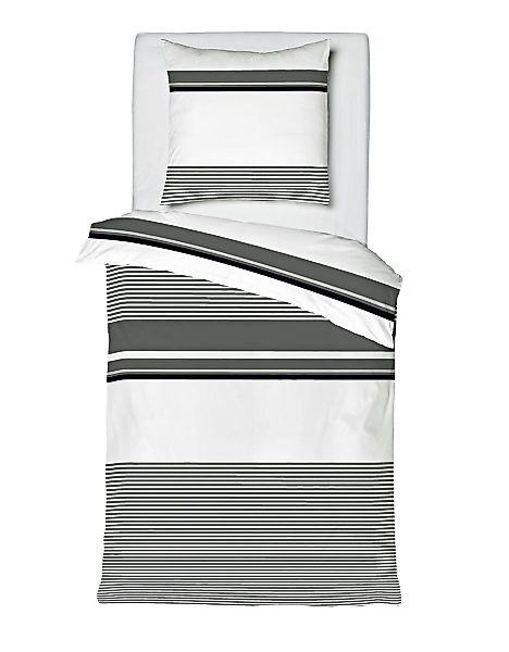 JACK Bettwäsche 135x200cm Satin Streifen Anthrazit günstig online kaufen