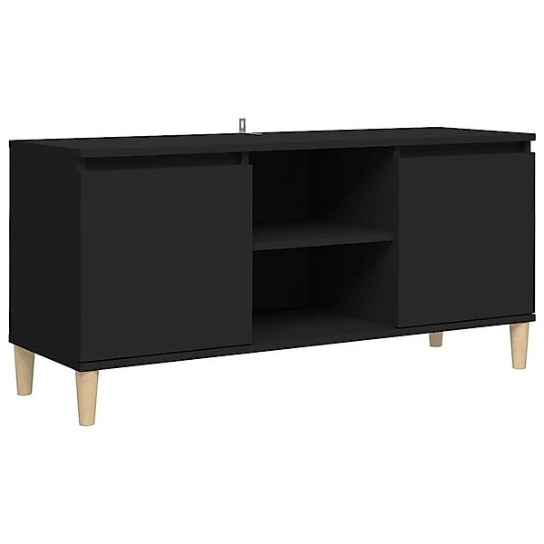 Tv-schrank Mit Massivholz-beinen Schwarz 103,5x35x50 Cm günstig online kaufen